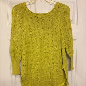 Chartreuse neon yellow green✨ Anthropologie Sparrow Knit Sweater – Size M ✨